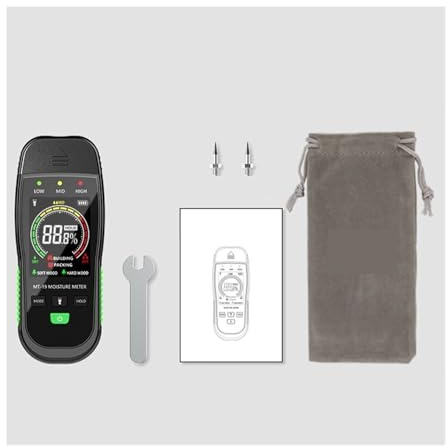 Medidor de Humedad, Medidor de humedad de madera con pantalla a color MT19, comprobador de contenido de pared, detector de humedad for cartón y ladrillos de cemento.