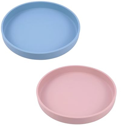 Silikon-Katzennäpfe, Silikon-Katzenfutternapf, flach, 18 cm breit, Schnurrhaarfreundlicher Futternapf, multifunktionaler Futternapf für Katzen und Hunde (2, Rosa, Blau, 18 cm)