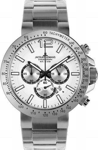 JACQUES LEMANS Herren-Armbanduhr XL Milano Chronograph Edelstahl 1-1717D