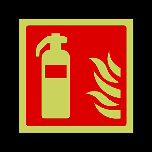 Fire Extinguisher Symbol Photoluminescent Plastic Sign with 4 Pre-Drilled Holes - Emergency/Fire Exit/Extinguisher (FE20)