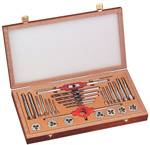 Tivoly 11900870006 Coffret Mtf37 Tarauds et Filières, Contient 11 Jeux de 2 Tarauds Hss Din 352 + 11 Filières Hss Iso 25,4/38,1 M3 à M20 + 2 Tournes à Gauche + 2 Portes Filières 25,4/38,1
