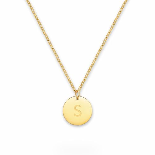 GD GOOD.designs Collares para mujer con colgante iniciale S oro I Collar letra - Longitud 40+5 cm - Cadena chapada en Oro 18k