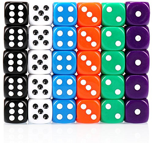 H&S 30x 6-seitige Würfel – Spiel-Set – Mehrfarbige Würfel für Brettspiele – Bunte Spielwürfel – 30 Buntes Spielwürfel-Set - Würfelset - Flüsterwürfel - Dice Set