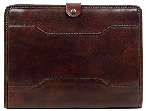 Time Resistance Leder-Organizer-Portfolio – 13 Zoll-Laptoptasche – Dokumentenmappe aus Vollnarbenleder (Braun)