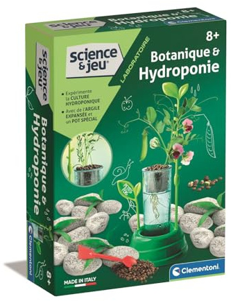 Clementoni | Science & Jeu – Botanique et Hydroponie pour Enfants 8 Ans+ | Kit Jardinage sans Terre avec Pot Transparent, Graines et Outils | Expérience Botanique Éducative | Activité STEM Nature