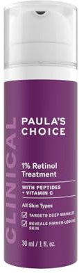 Paula's Choice CLINICAL 1% Retinol Treatment - Anti Aging & Skin Firming Serum for Face - Fights Wrinkles - with Vitamin C & Peptides - All Skin Types - 30 ml