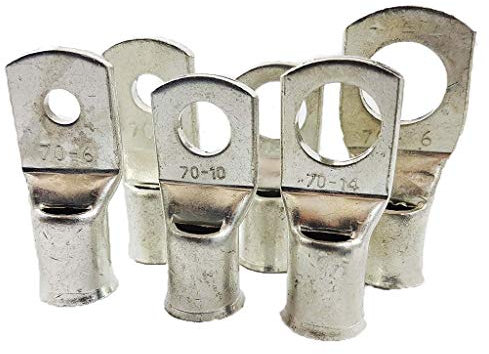 KafTon 25 Pack - 6mm to 50mm Copper Tube Lug Battery Starter Cable Welding Crimp Terminal Ring (50mm x 14mm)