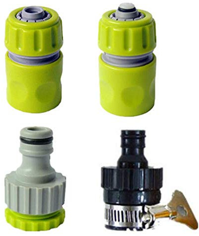 mciskin Hose Fitting Starter Set,Hose Tap Connector Kit For Watering,Car Washing,Washing Machine(1/2 Hose Pipe Quick Connector+Faucet Adapter) -4 pack/light green