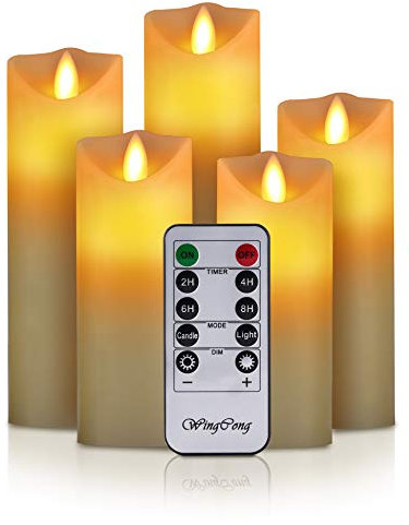Led Candles, Flameless Candles, 5.5/6/6.5/7/8Set of 5 Flameless Flickering Candles Battery Operated with 24 Hour Timer and 10 Key Remote Control, Ivory Real Wax Moving Wick Candles