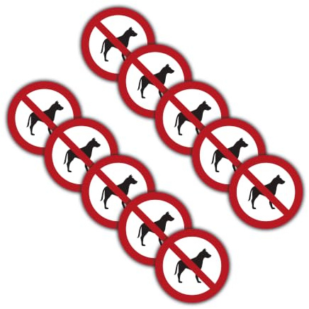 10 pegatinas de Prohibido los perros de 9,5 cm