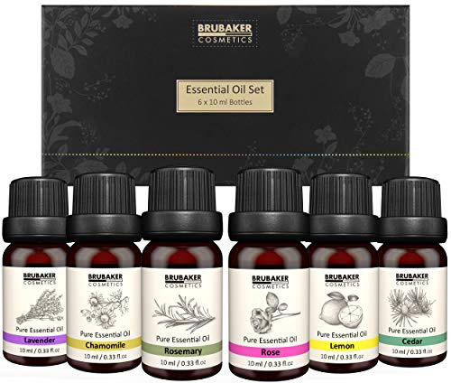 BRUBAKER Cosmetics 6er-Set Ätherische Öle Aromatherapieöle 6 x 10 ml - Lavendel Rose Rosmarin Kamille Lemon Zeder - Duftöl für Diffusor Luftbefeuchter Massage Aromatherapie Körperpflege