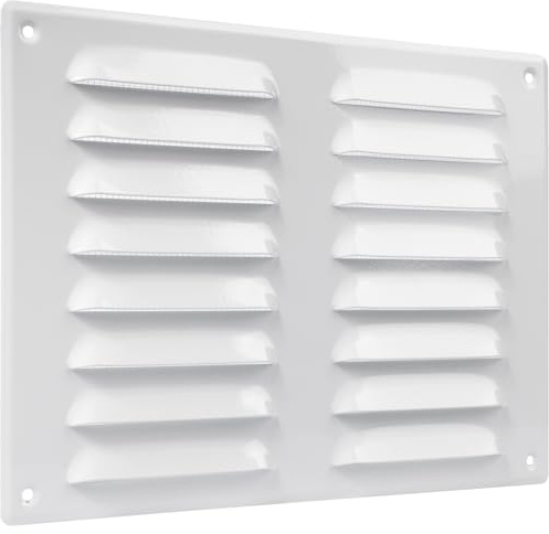 Vent Systems Griglia di ventilazione bianca 260 x 190 mm con griglia per insetti. Applicazioni HVC, riscaldamento, raffreddamento e ventilazione. Copertura di sfiato interna ed esterna.