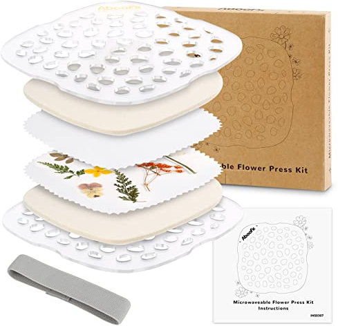 Aboofx Blompress för mikrovågsugn, snabbtorkande blompresssats 16 x 16 cm mikrovågsblompresssats för vuxna snabbt göra pressad växt lövverk prov gör-det-själv hantverk och gåva