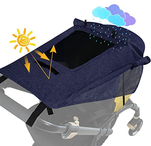 WD&CD Parasoles para Silla de Paseo, Impermeable Funda para Cochecito de Bebé, Toldo Oscuro Universal para Bebés Cochecitos- Parasol Ajustable con Protección UV 50+, Azul Marino