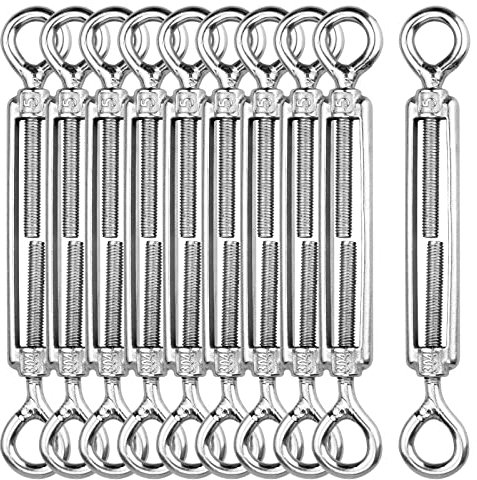 10 Stück Spannschloss Drahtspanner, M5 Haken und Ösen Spannschlossspanner, Verstellbare Spannschlosshaken für Gartendraht, Zaundraht, hängende Lichter, Treppengeländer