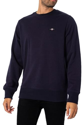 GANT Men's REG Shield C-Neck Sweatshirt, Evening Blue, Standard, Evening Blue, M