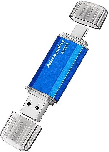 Chiavetta USB Tipo C 64GB, Penna USB C 64 Giga 2 in 1 OTG Pen Drive USB 2.0 Stick Memoria Portatile Flash Drive per Smartphone, Laptop, PC, Tablet (Blu)
