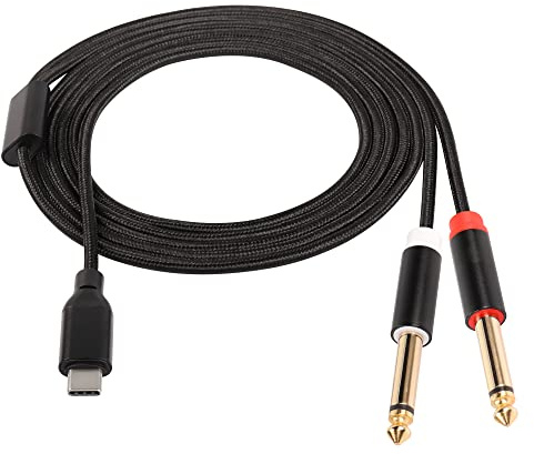 CERRXIAN USB C auf Dual 6,35 mm TRS Stereo-Kabel, USB C auf 1/4 Zoll Audiokabel, USB Typ C Stecker auf 2 x 6,35 mm Mono Stecker AUX Y Splitterkabel für Tablet, Laptop, Handy, Verstärker