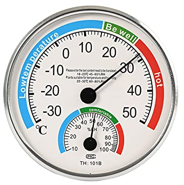 URPIZY Thermometer für den Innen- und Außenbereich, kabellos, Wetterzifferblatt, Hygrometer, Thermometer, Temperatur- und Luftfeuchtigkeitsmesser, analoger Monitor, Babyzimmer, Gewächshaus für Wände