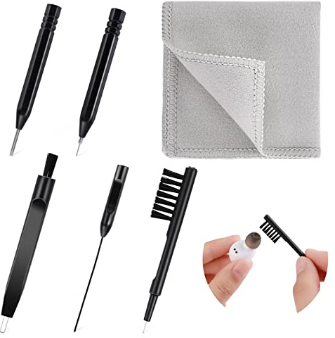 Prasacco 6pcs Strumenti di Pulizia per Apparecchi acustici, Professionale Amplificatore acustico Spazzola di Pulizia Cacciavite Tessuto Pulitore di Ventilazione Filo Accessori Apparecchi acustici con