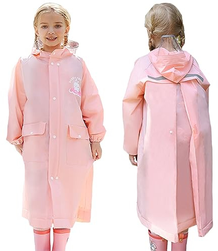 Fewlby Kids Raincoats Boys Girls Rain Poncho, Hooded Rain Jacket Waterpoof Rain Coats Toddler Cartoon Rainproof Cape Rainwear with Portable Bag, 14-16 Years Size 4XL