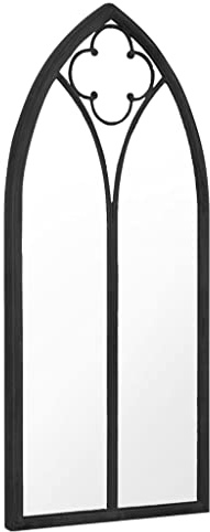 vidaXL Espejo de jardín Negro Hierro para Exterior 100x45 cm