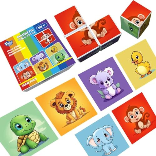 Pairez Toys Giocattoli a blocchi magnetici per bambini, 4 pezzi di puzzle a blocchi grandi per bambini dai 1 anni in su