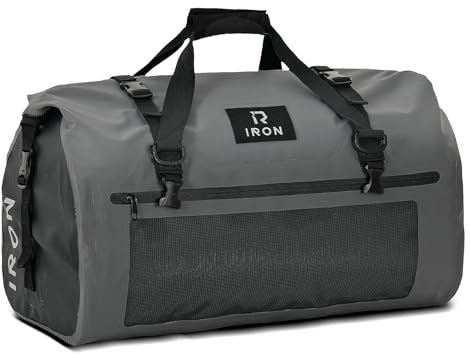 BORLENI Bolsa Moto Impermeable Maleta Trasera Moto Bolsa de Sillín Alforja Viaje Drybag Hombre Mujeres para Viajes, Deportes, Ciclismo, Senderismo, Camping, Playa 50L Gris