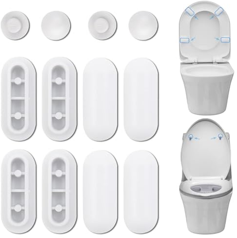 Ruayia Lot de 12 tampons pour siège de WC, avec 4 tampons annulaires et 8 tampons pour abattant de WC, tampon de rechange pour la maison, l'hôtel