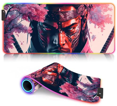 Gaming-Mauspad, Ninja-LED, XXL-Mauspad, Tischunterlage ROG Extra Large – Tischunterlage, große Größe (90 x 40 x 0,3) cm, wasserdichtes Mauspad für PC und Laptop