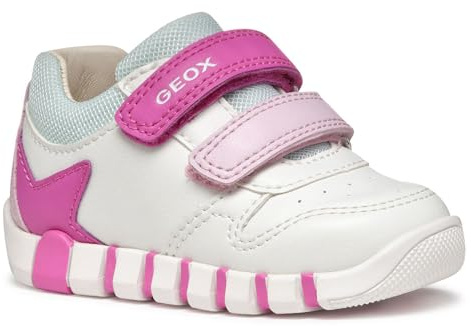 Geox B IUPIDOO Girl A, Girls’ Sneaker, White/Fuchsia,