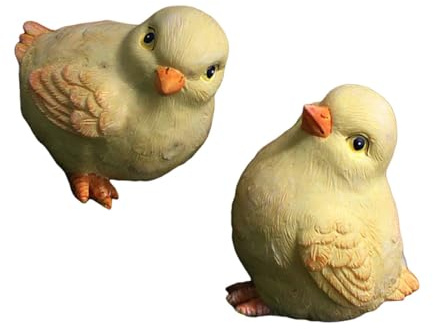 HANABASS 2pièces Figurines De Poussin Résine Décorations Animales Adorables pour Jardin Et Intérieur Accessoires Écologiques pour Paysage Miniature
