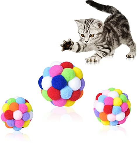 Ehuihuan Giochi per Gatti, Set di 3 Palline per Gatti con Campanella, Gioco Gatto Interattivo in Peluche, Pallina Gatto Colorate in Peluche per Gatti, Gioco e Divertimento