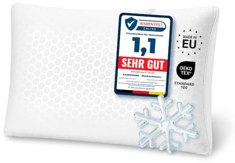 KAMASANA Kühlendes Nackenstützkissen 40x60 cm, Höhe 13 cm – Memory Foam Kopfkissen für Bauch- und Rückenschläfer – Atmungsaktiv, Ergonomisch, Weißer Bezug