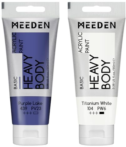 MEEDEN Viola Mare Acrilico: 2 Tubetti x 100ml Colori Acrilici per Dipingere Heavy Body Con Aggiuntivo Di Bianco Titanio