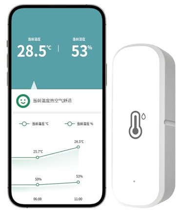 1-Pack WiFi Hygrometer Thermometer Sensor, Indoor Outdoor WiFi Thermometer Luftfeuchtigkeit Sensor Monitor mit Smart Alerts, Hochpräzise Wlan Temperatursensor Kein Hub Erforderlich, Arbeit mit Alexa