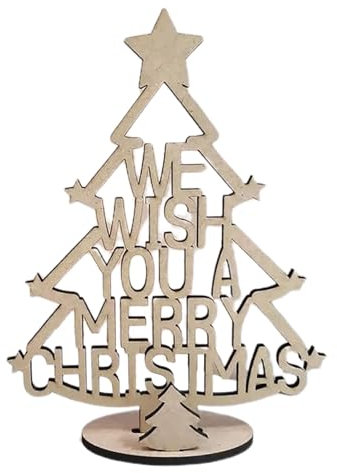 ZYKEJJDDAK Exquisiter Weihnachtsbaumschmuck aus Holz, Schreibtisch-Dekoration, 2023, Neujahr, Party, Urlaub, Geschenk, festliche Requisiten