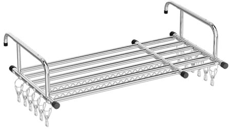 DONGGANSHI Secador Colgante de Acero Inoxidable, tendedero portátil para barandillas de balcón, alféizar de Ventana, diseño de Ranura con Orificio Ondulado Resistente al Viento, con Pinzas pa
