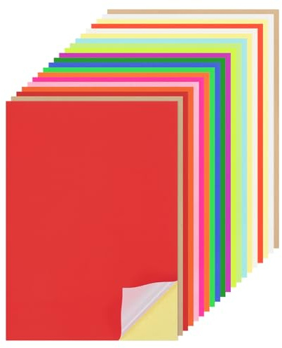 QUARKZMAN 50 Fogli Carta Adesiva Colorata Stampabile, 8x12 A4 Carta Cardstock Autoadesiva Colori Assortiti 250gsm per Scrapbooking Artigianato Stampante Inkjet