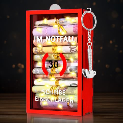LED Geldgeschenke 30. Geburtstag Mann Frauen,30. Geburtstag Frauen & Männer | Lustige Notfallbox Geschenke mit Hammer und Lichterkette,Personalisierte Geschenke für Geld,Kreative DIY