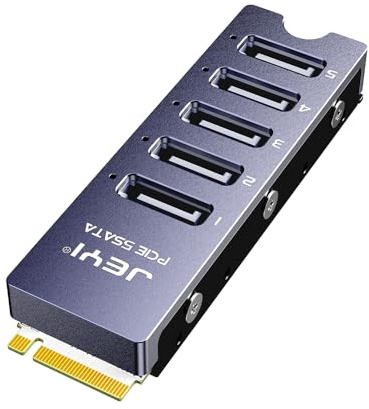 JEYI NVMe M.2 auf 5 SATA Adapter, interner 5 Port Non-RAID SATA III 6GB/s M.2 NVMe Adapterkarte für Desktop-PC, unterstützt SSD und HDD