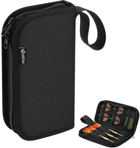 Easecos Dart Wallet Organizer - Compact Travel Storage Case Bag & Carrying Pouch for Steel & Soft Tip Dart, Holds 3 Assembled Darts, Tip, Shaft, Flight & Accessories, Fits for Game Tournament Player
