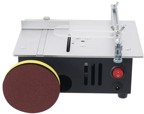 Mini sega circolare da tavolo, di precisione, 96 W, multifunzione, portatile, alimentatore di rete a 7 velocità, lama regolabile da 0,1 a 15 mm, altezza regolabile, 10000 giri/min, per la lavorazione