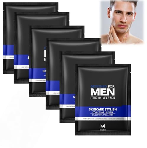 6Pcs Men's Facial Mask Set,Face Masks for Men,Anti Aging Face Mask,Deep Cleansing Facial Masks,Mens Facial Care Kit,Refreshing & Oil Control,Hydrating Sheet,Skincare Gift for Men,Friendly to All Skin