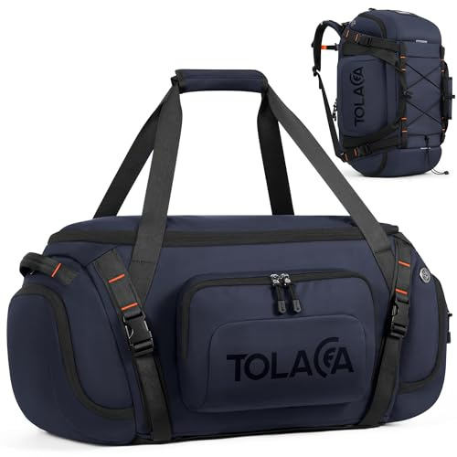 Tolaccea Sporttasche Rucksack für Herren & Damen – 40L große Reisetasche mit Schuhfach, Nassfach & Laptopfach (15,6) – Wasserdicht Duffle Bag für Weekender, Fitness, Sport & Reisen(Dunkelblau)