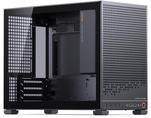 Jonsbo D32 PRO PC-Gehäuse Schwarz – Kompaktes mATX-Case mit Back-Connect-Support, Tempered Glass, Staubfiltern & High-End-Kühlung