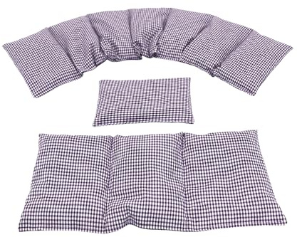 Körnerkissen STERNE, PUNKTE, UNI u.s.w. 3 er Set Langes 80 x 18 cm 8 Kammer + 3 Kammer + kleines Kirschkernkissen Wärmekissen XXL Schulterkissen Nackenkissen Mikrowelle (Kleine Karo, Lila)