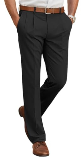 Oanviso Herren Chino Hose Freizeithose Atmungsaktiv Elastisch Business Hosen Loose Slim Fit Lange Arbeitshosen Männer Stretch Casual Anzughose mit Taschen A Schwarz M