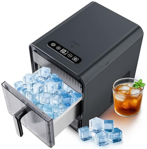 HYQNG Nugget Ice Maker Countertop, 12 PCS/10Mins Compact Ice Machine, Self Cleaning, Perfect for Home Bar, Kitchen Countertop, RV, Apartment, Camping, Home Office gray