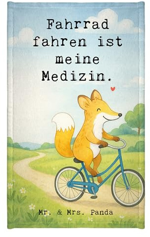 Mr. & Mrs. Panda Handtuch Fuchs Fahrrad Fahren Design - Geschenk, Radeln, Gästehandtuch 30x50, Gäste-WC, Mountainbiking, gäste wc, Frotteetuch, Radsport, Trekking
